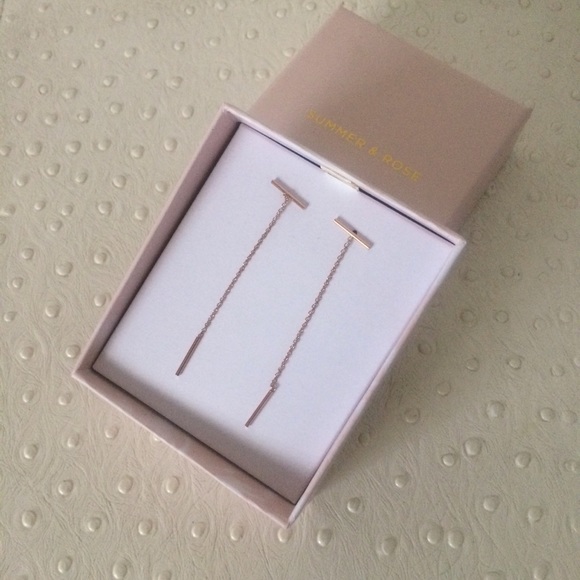 summer & rose Jewelry - Summer & Rose Rose Gold Bar & Chain Earring